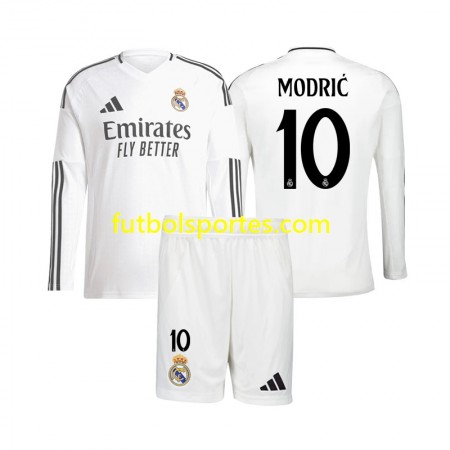 Camiseta Real Madrid Luka Modrić 10 Niño Primera Equipación 2024/2025 Manga Larga